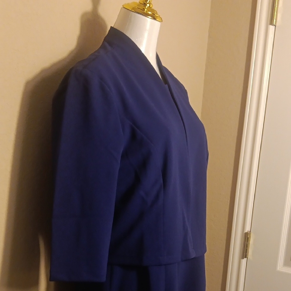 NWT! London Times Navy Polished Hem Sheath Dress with Jacket - Picture 6 of 12